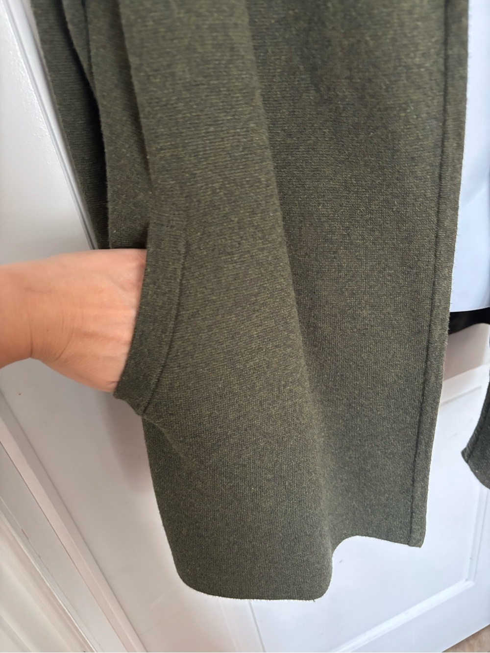 J Crew Vanessa open front cardigan jacket large green longline minimalist cotton - Picture 7 of 10